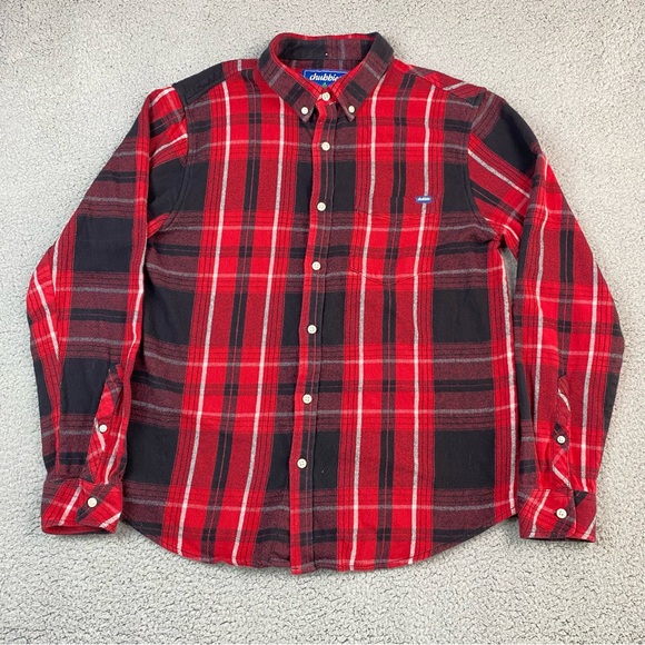 Chubbies Red & Black Plaid Long Sleeve Flannel Shirt Men’s Size L - Picture 1 of 9